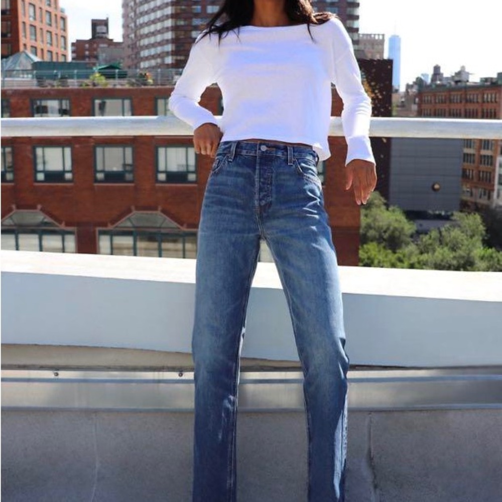 Denim Forum Women’s Straight Leg Jeans in Blue